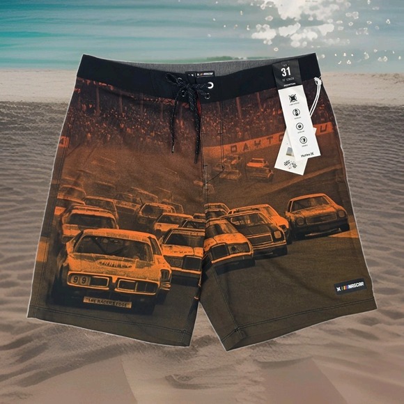 Hurley x NASCAR Other - Hurley Phantom NASCAR Finishline Eco Board Shorts Mens 31‎ Racecar Graphic New